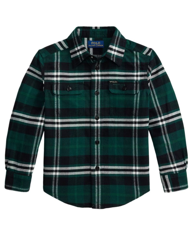 Boys' 2T-7 Plaid Long-Sleeve Oxford Workshirt