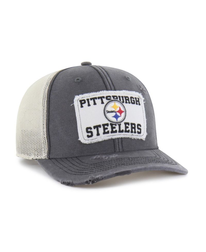 Men's Charcoal Pittsburgh Steelers Egremont Well-Worn Adjustable Trucker Hat
