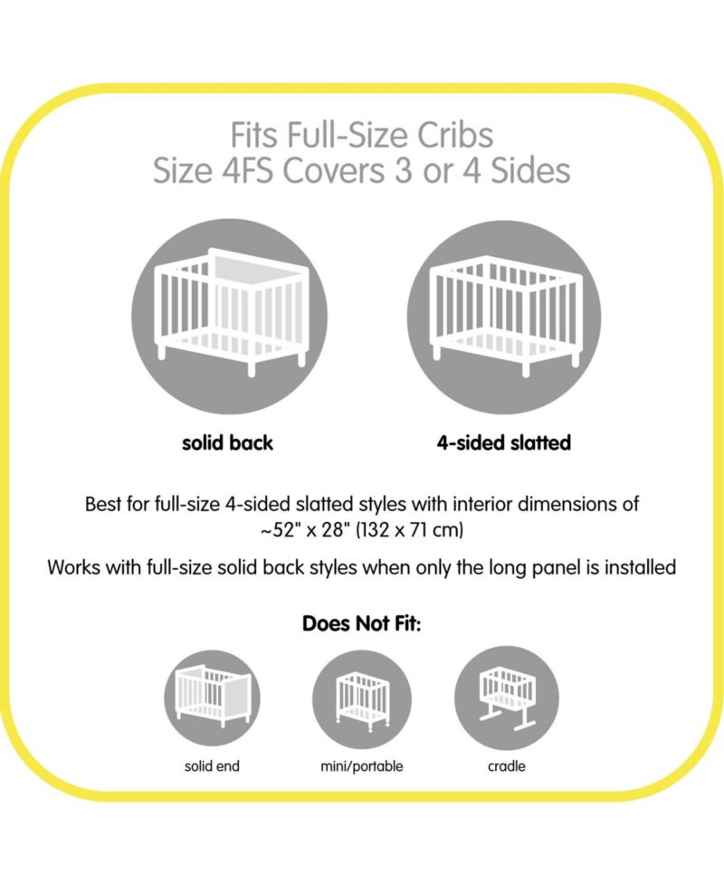 Breathable Mesh Liner for Full-Size Cribs, Deluxe 4mm Mesh (Size 4FS Covers 3 or 4 Sides)