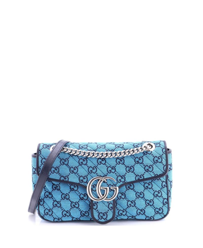 Small GG Marmont Flap Bag Diagonal Quilted GG Canvas with Leather