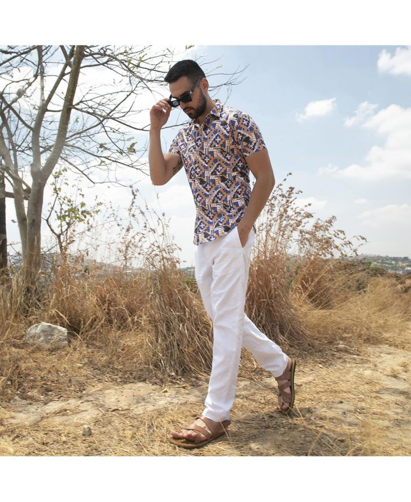 Men's Sienna Brown & Indigo Blue Bohemian Shirt
