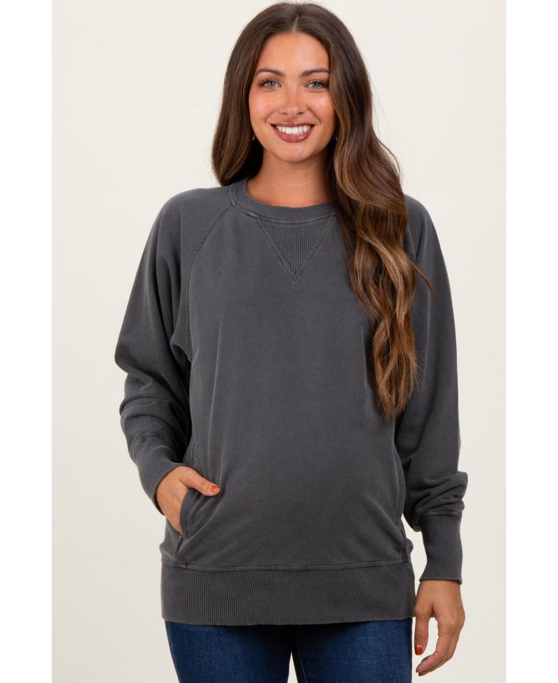 Women's Black Vintage Wash French Terry Pullover