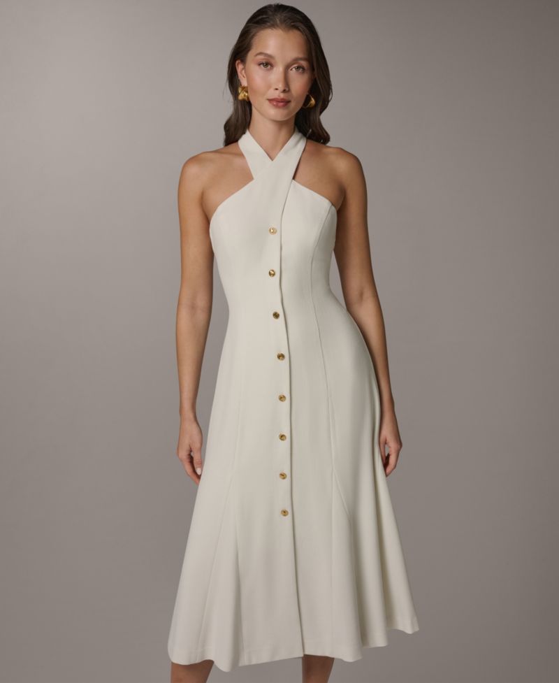 Women's Halter A-Line Sleeveless Midi Dress