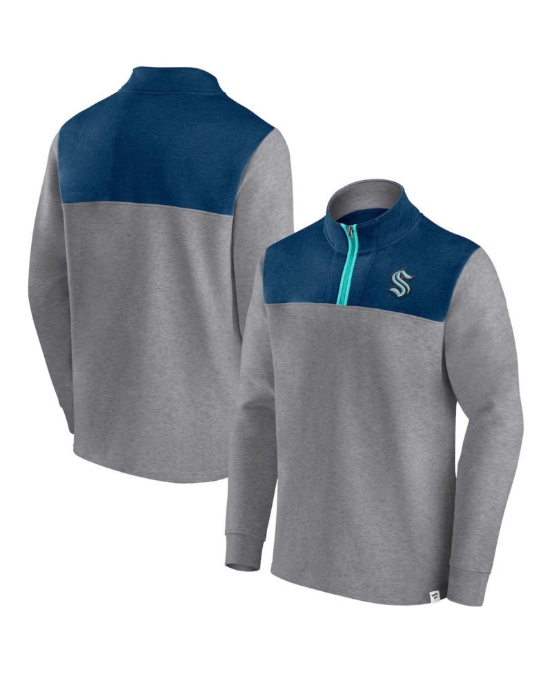 Men's Heather Gray Seattle Kraken Launch It Quarter-Zip Jacket