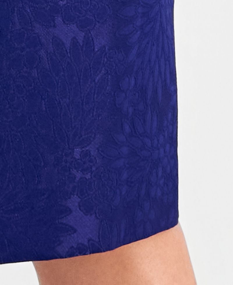 Plus Size Floral-Jacquard Topper & Sheath 2 Piece Dress Suit