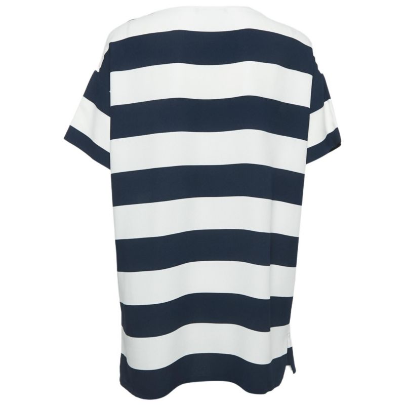 Women's Pre-Owned Dolce and Gabbana Blue/white Striped Crepe Oversized Top