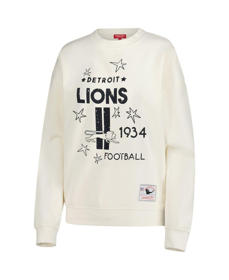 Women's Cream Detroit Lions Shooting Stars Pullover Sweatshirt