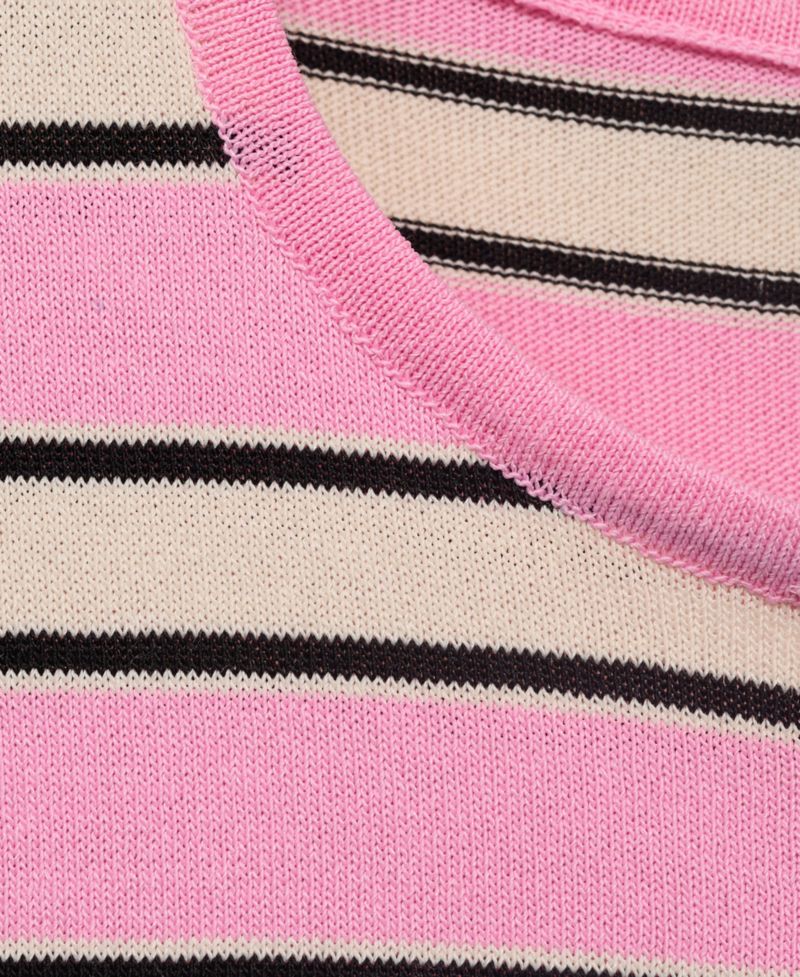 Women's Combined Stripes Short-Sleeved Sweater