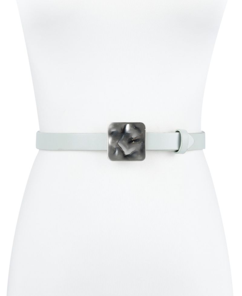 Women's Skinny Hammered Plaque Buckle Belt