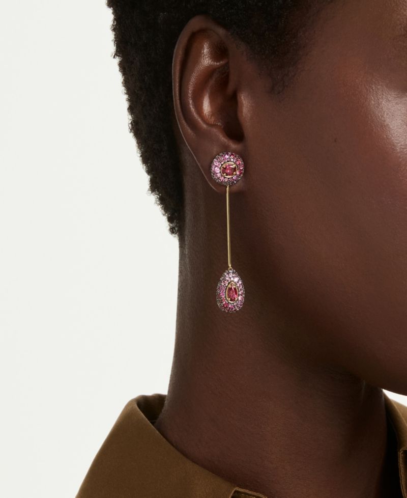 Gold-Tone Plated Red Crystal Earrings