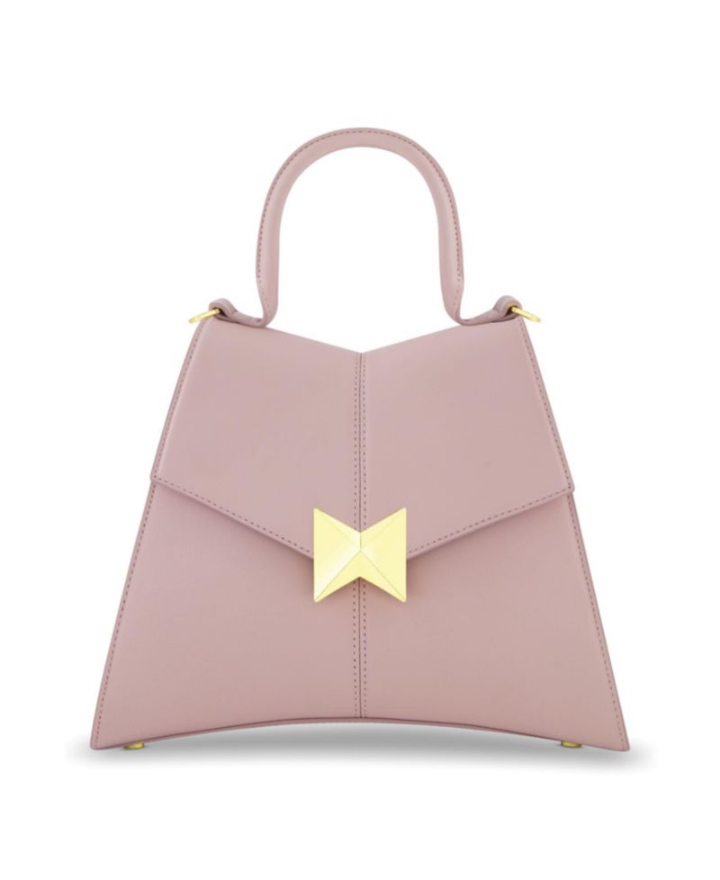 Gold Plated Hardware Angular Leather Handbag