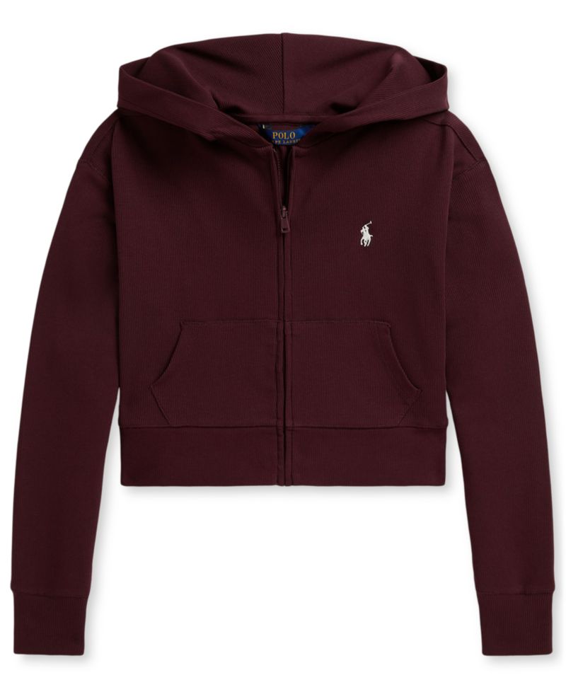 Girls' 7-16 Ribbed Boxy Full-Zip Hoodie