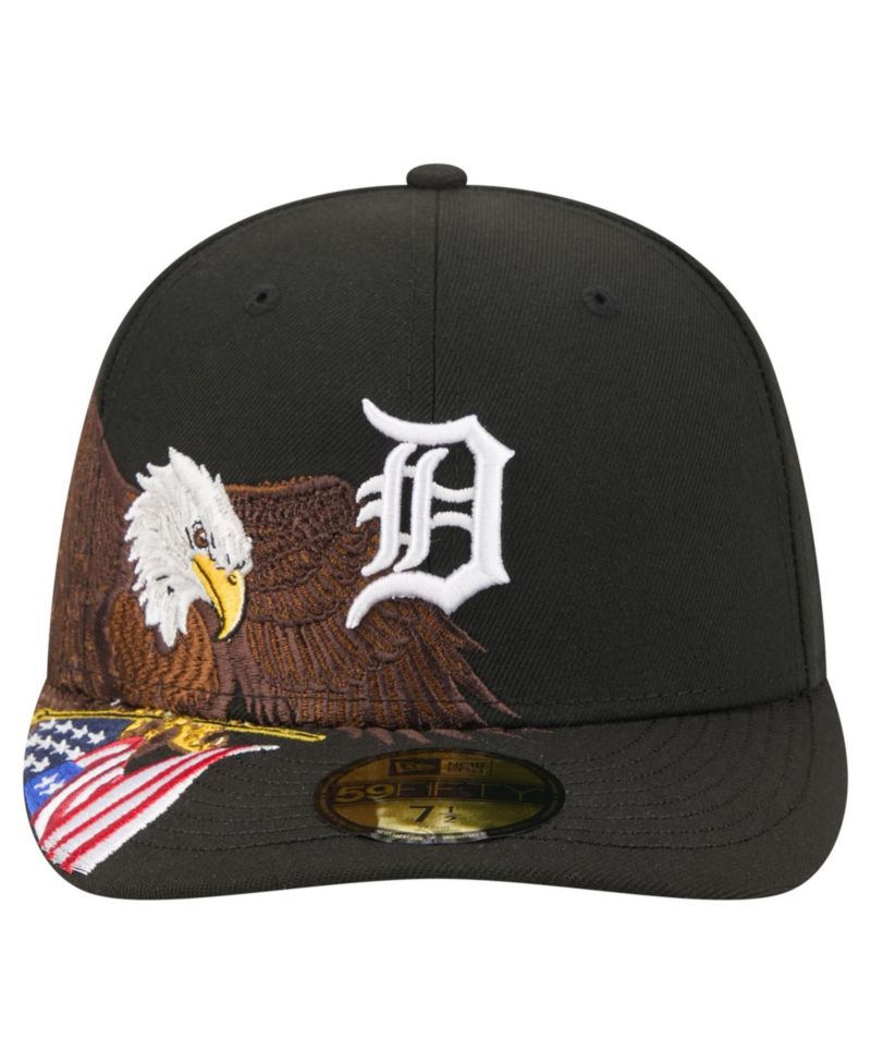 Men's Black Detroit Tigers Americana Bald Eagle Pre-Curved 59FIFTY Fitted Hat