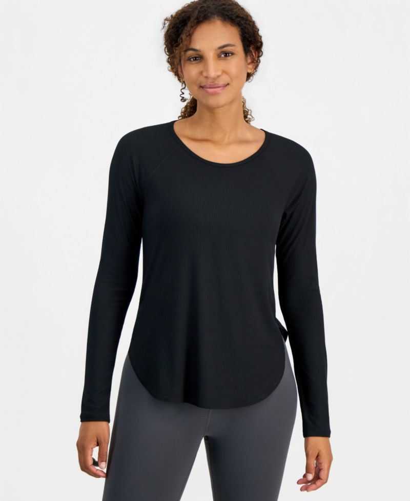 Women's Ribbed Crewneck Long-Sleeve T-Shirt