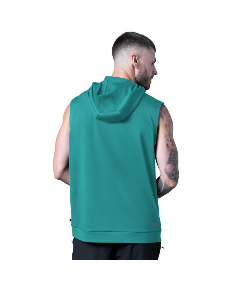 Men's Aqua Miami Dolphins Tri-Blend Rebound Sleeveless Hoodie