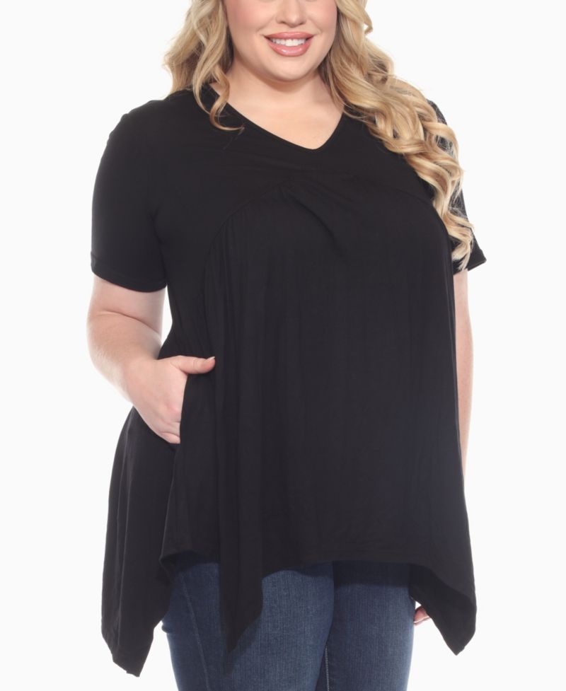 Plus Size Short Sleeve Shirred Front Knit Top