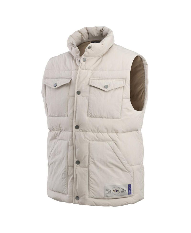 Men's Cream Baltimore Ravens Puffer Full-Snap Vest