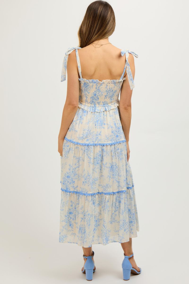 Women's Floral Sleeveless Ruffle Tiered Midi Dress