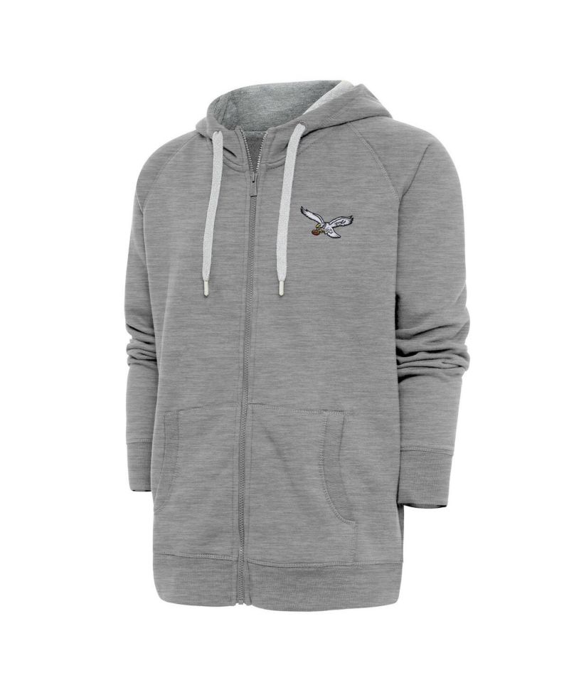 Men's Heather Gray Philadelphia Eagles Throwback Logo Victory Full-Zip Hoodie