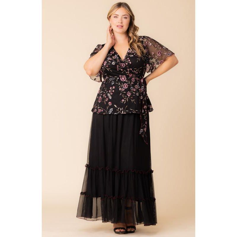 Plus Size Rosalie Embroidered Wrap Top