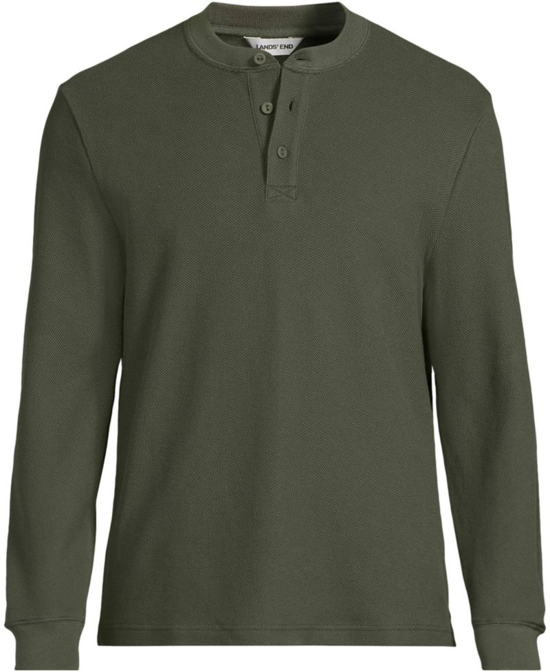 Men's Long Sleeve Honeycomb Pique Henley