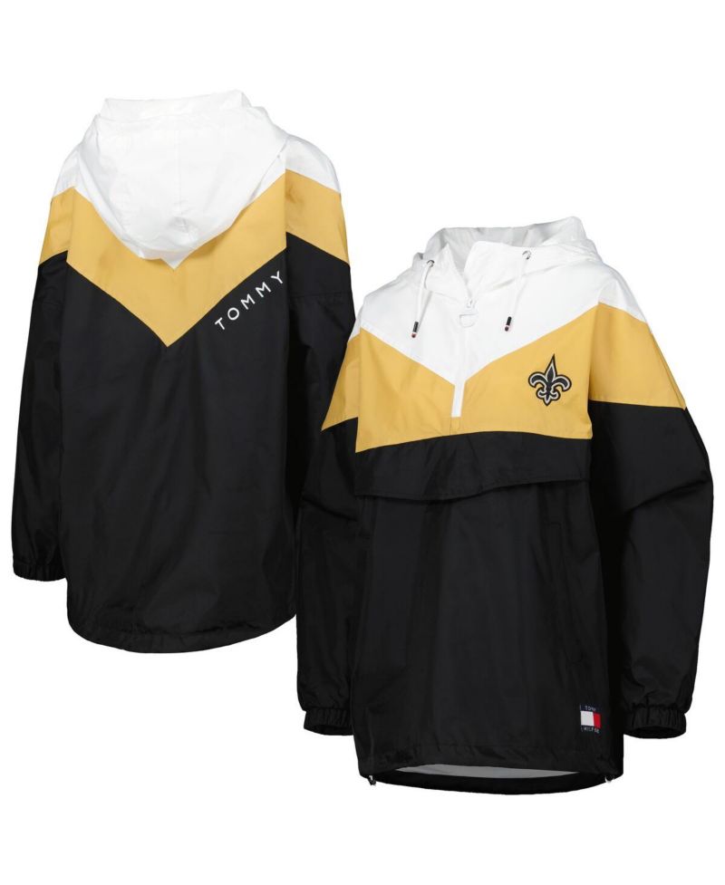 Women's White/Gold New Orleans Saints Staci Half-Zip Hoodie Windbreaker Jacket