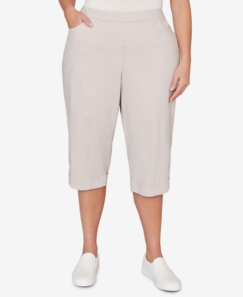Plus Size Classic Stretch Stripe Clamdigger Capri Pants