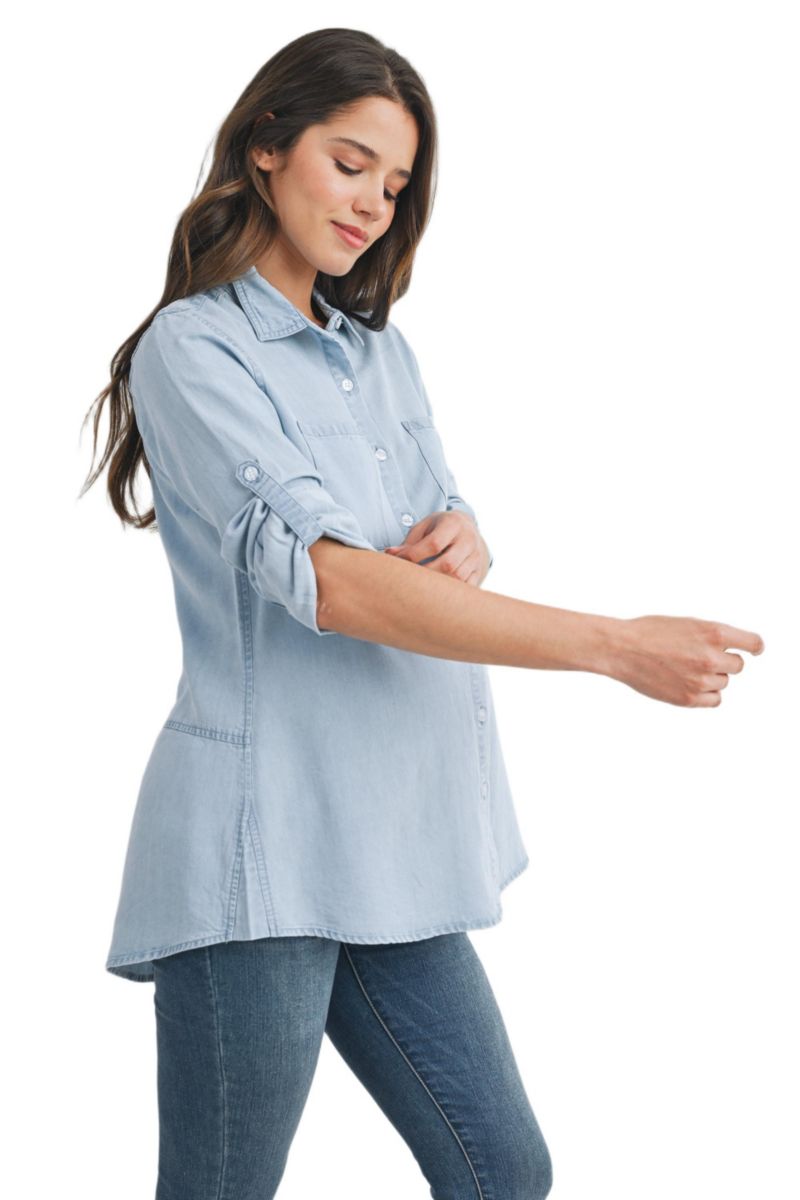 Maternity Button Down Long Sleeve Nursing Shirt