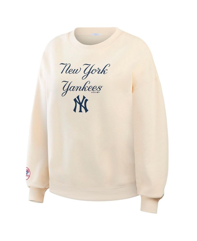 Women's Cream New York Yankees Heavyweight Crew Neck Sweatshirt