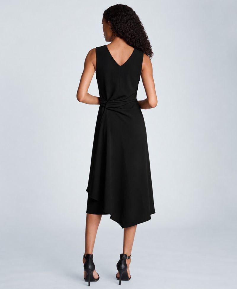Women's Asymmetric-Hem Textured-Crepe Dress