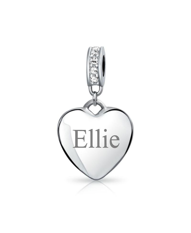 Heart Shape Blue Crystal Dangle Bead Charm For Bracelet Sterling Silver
