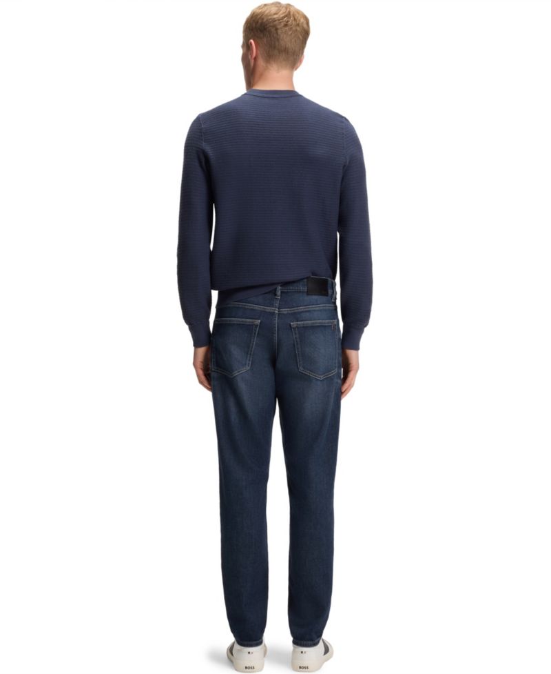 Men's Stretch Cotton Contrast Stitching Tapered-Fit Jeans