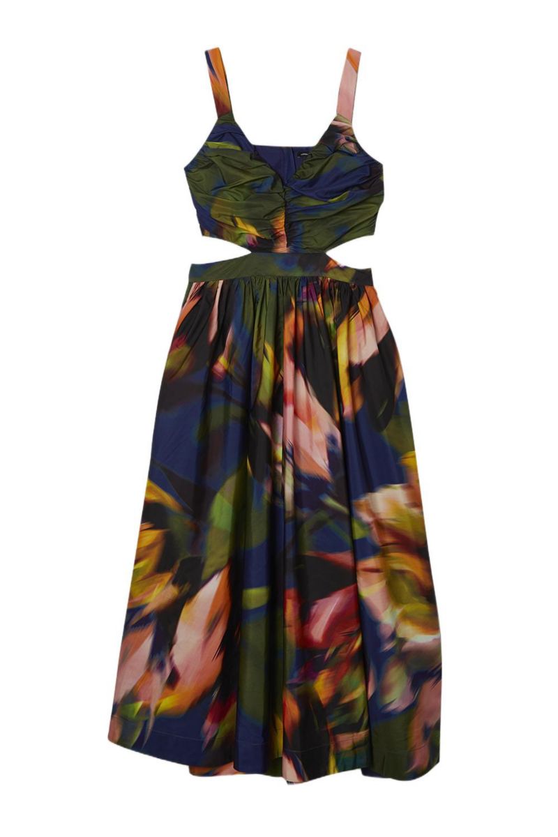 Women's Blurred Floral Taffeta Maxi Dress
