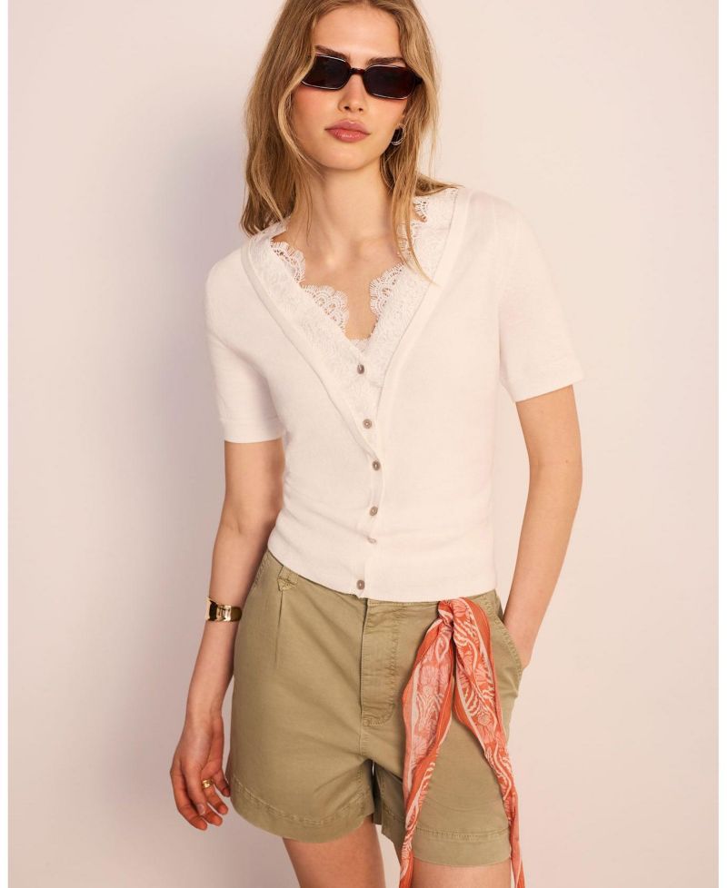 Women's Cotton Lace Trim Top