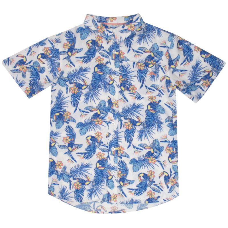 Big Boys Classic Woven Button Down Shirt, Tees and Shorts Outfit Set
