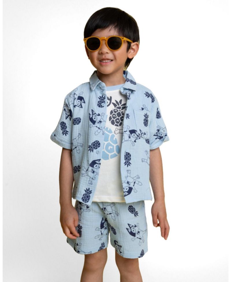 Little Boys' 5-8 Hawaiian Shirt, Tee and Shorts Set