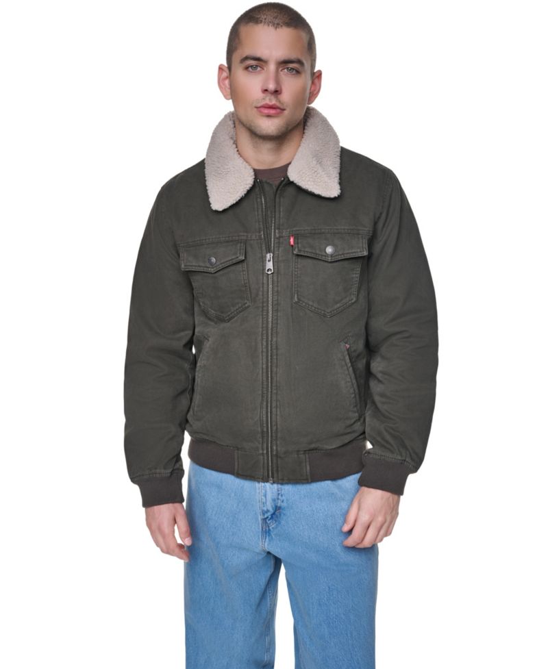Levis Men's Sherpa Collar Western Bomber Aviator Jacket