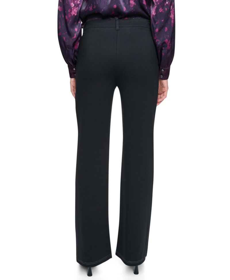 Women's Wide-Leg Faux-Leather Mixed-Fabric Pants