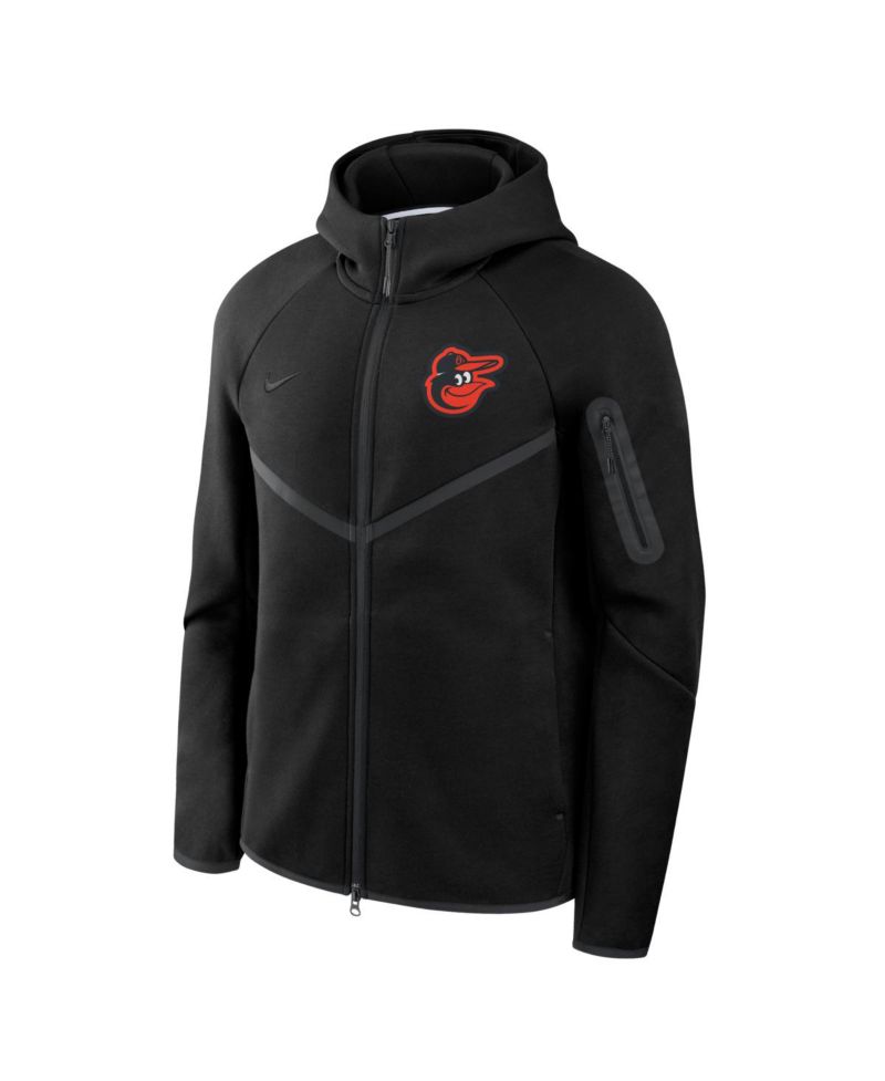 Men's Black Baltimore Orioles Tech Fleece Raglan Full-Zip Windrunner Hoodie