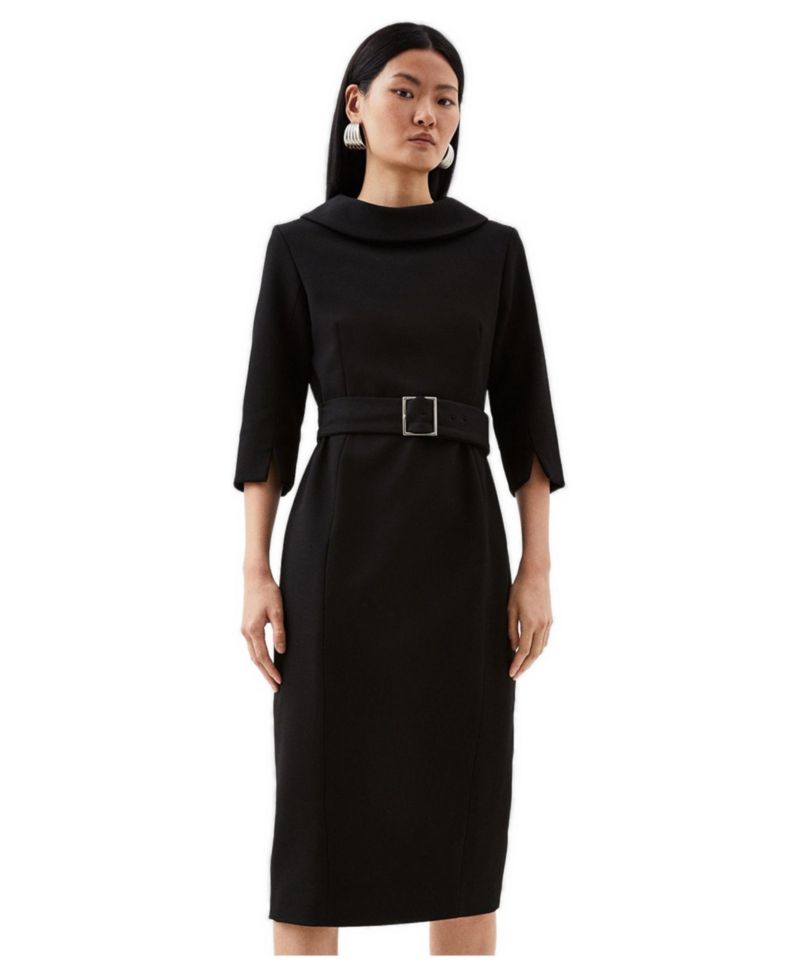 Women's Roll Neck Pencil Midi Dress