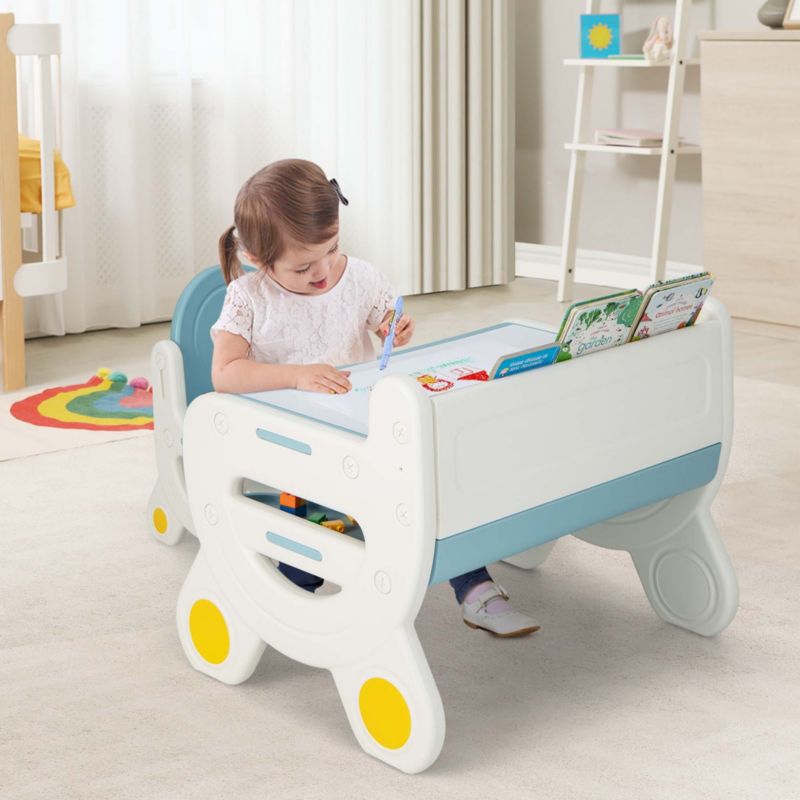 Kids' Erasable Drawing Table and Chair with Storage, 2-Piece Set