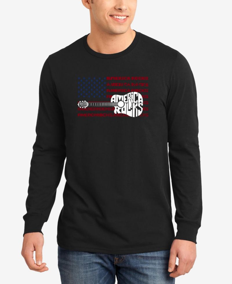 Men's America Rocks Word Art Long Sleeve T-Shirt