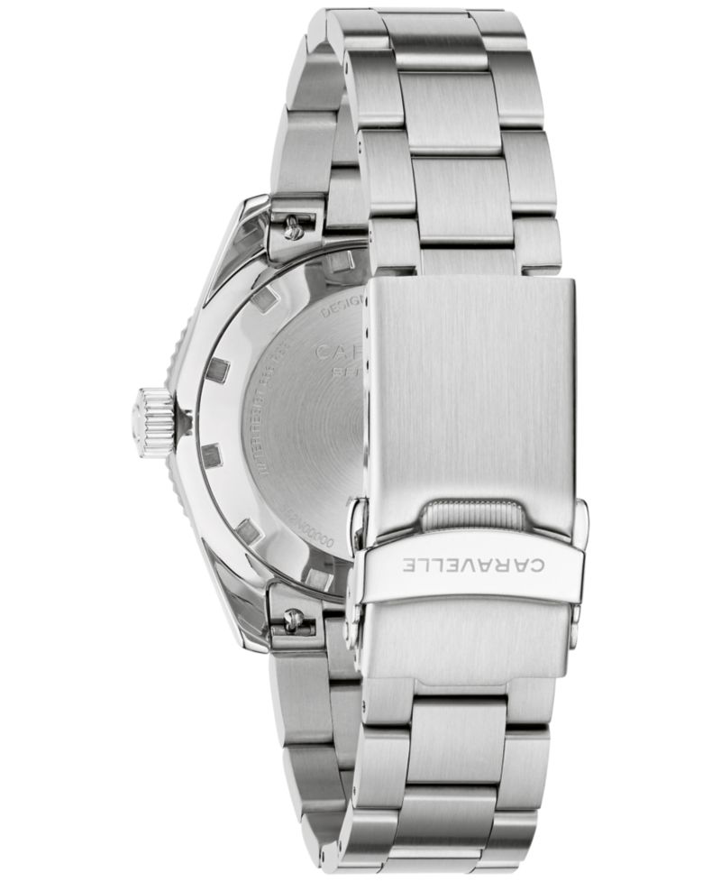 Men's Vintage Sport Sea Hunter Silver-Tone Stainless Steel Bracelet Watch, 39mm