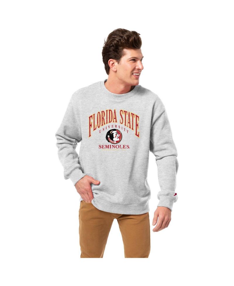 Men's Heather Gray Florida State Seminoles Tall Arch Essential 2.0 Pullover Sweatshirt
