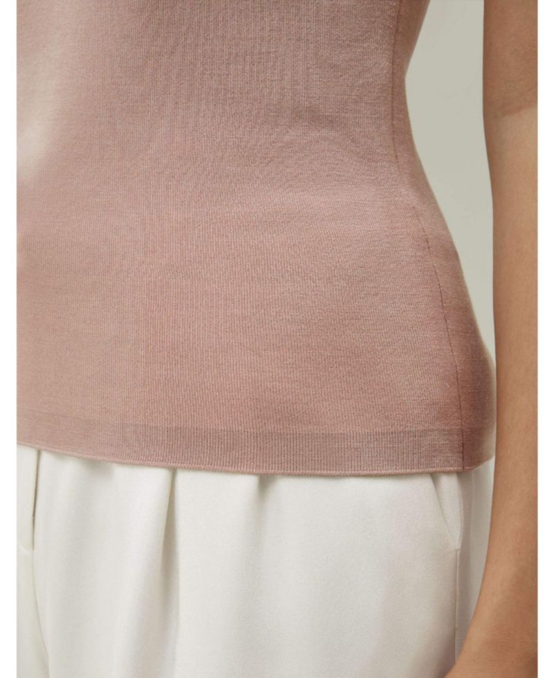 Women's Minimalist Sleeveless Turtleneck Silk-Nylon Top