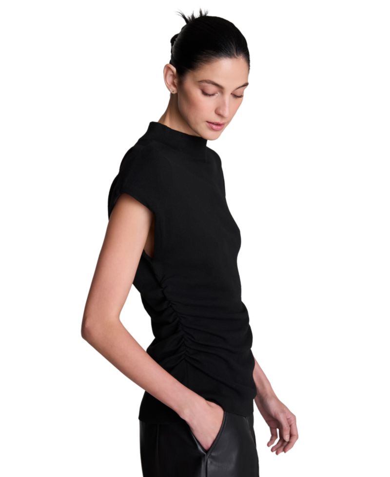 Women's Extended Shoulder Keyhole Back Mock Neck