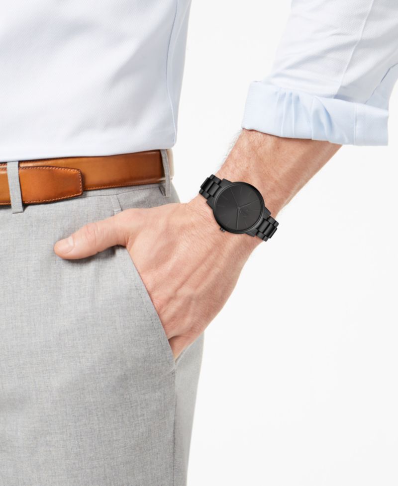 Men's Black Stainless Steel Bracelet Watch 42mm