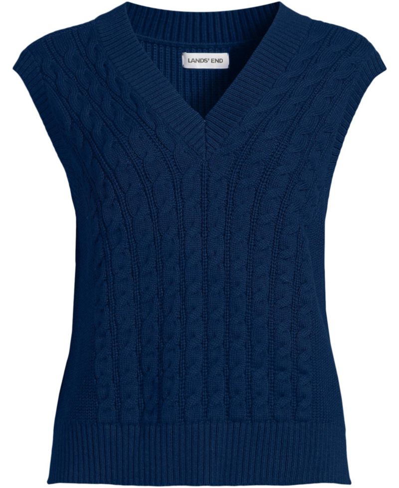 Women's Drifter Modern Cable V Neck Vest Sweater