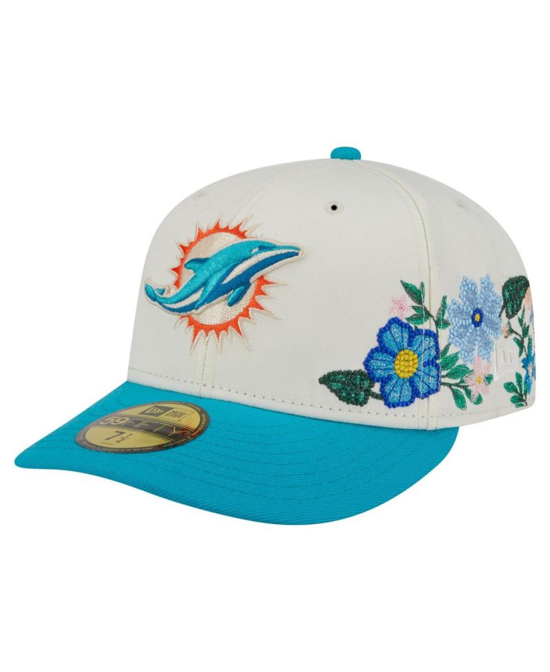 Men's Cream/Aqua Miami Dolphins Tonal Floral 59FIFTY Fitted Hat