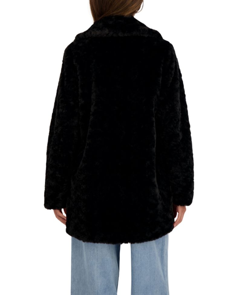 Women's Crushed Faux Fur Button Front Coat